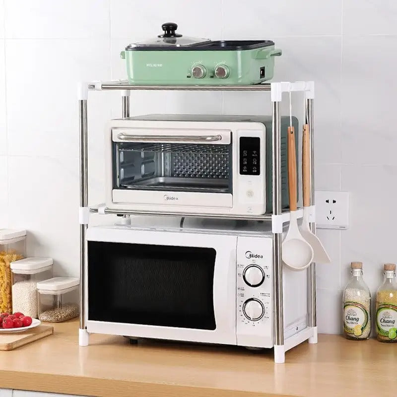 Tier Stainless Steel Kitchen Storage Rack – Heavy Duty Microwave & Appliance Organizer | Space-Saving Kitchen Shelf