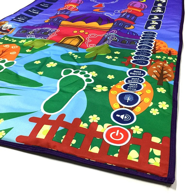 Interactive Islamic Prayer Mat for Kids | Educational Salah Learning Mat with 5 Daily Prayers & Audio Guidance