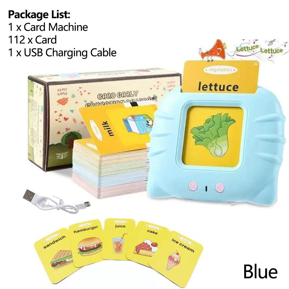 Kids Talking Flash Cards Learning Machine – 112 Educational Cards | Rechargeable Montessori Learning Toy for Kids