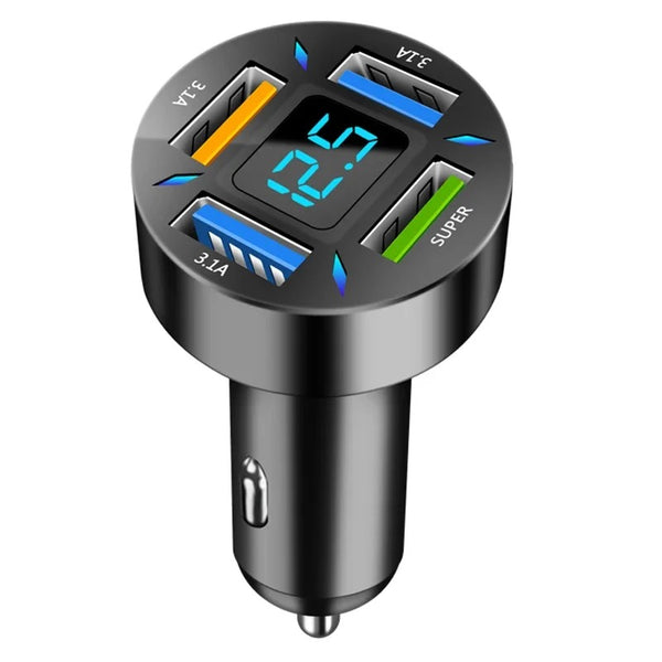66W Fast Car Charger with LED Voltage Display