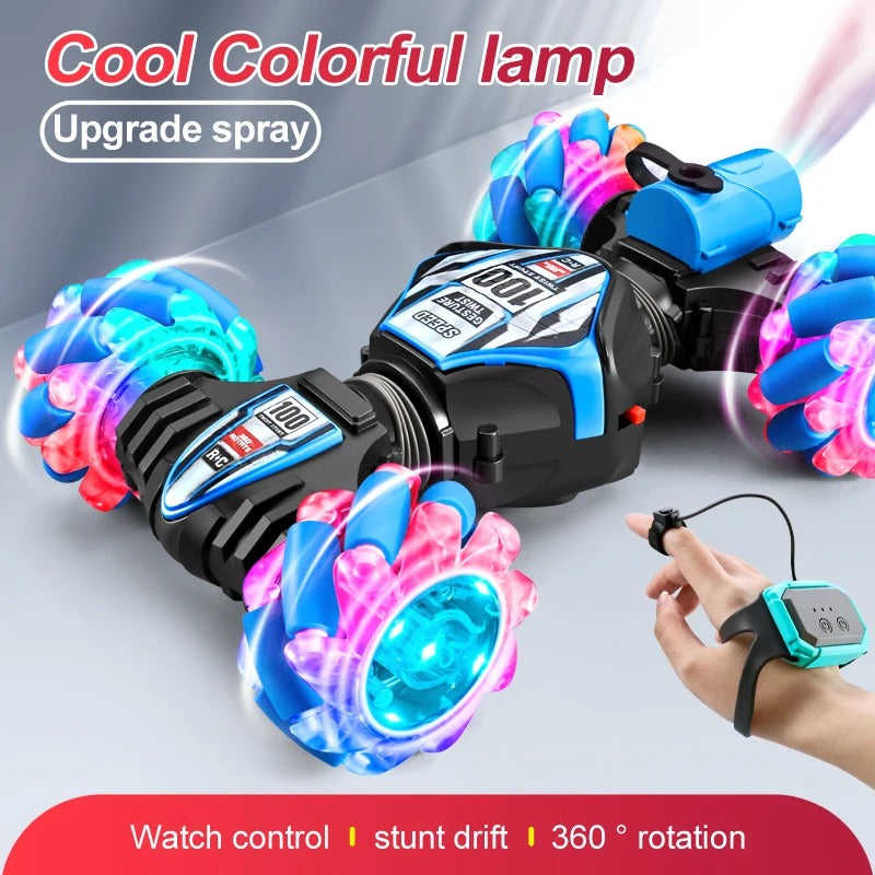 360° RC Spray Stunt Car – Gesture Sensor Remote Control Car with Lights, Music & Drift Action