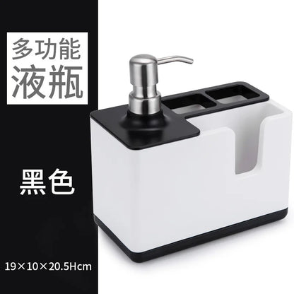 Kitchen Sink Soap Dispenser with Sponge Holder – Multi-Function Dishwashing Organizer | Brush & Scrubber Storage Caddy