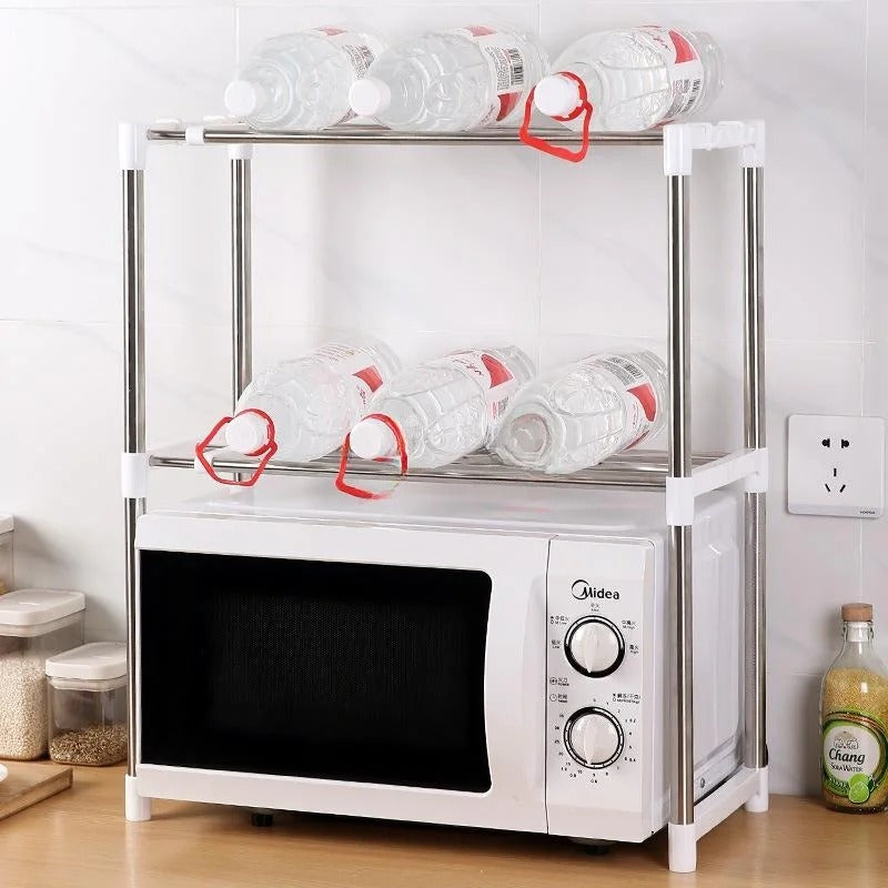 Tier Stainless Steel Kitchen Storage Rack – Heavy Duty Microwave & Appliance Organizer | Space-Saving Kitchen Shelf
