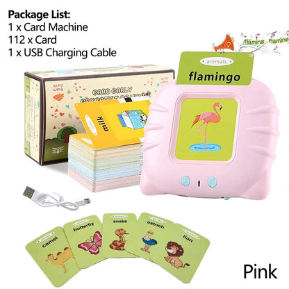 Kids Talking Flash Cards Learning Machine – 112 Educational Cards | Rechargeable Montessori Learning Toy for Kids