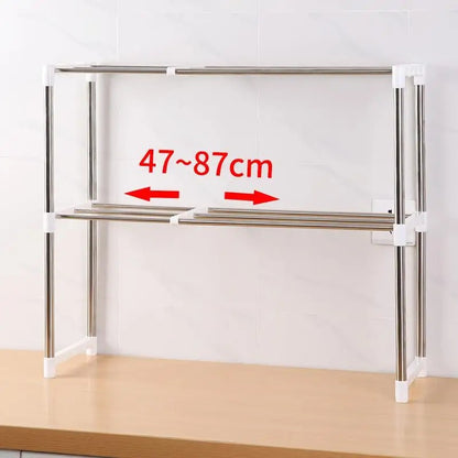 Tier Stainless Steel Kitchen Storage Rack – Heavy Duty Microwave & Appliance Organizer | Space-Saving Kitchen Shelf