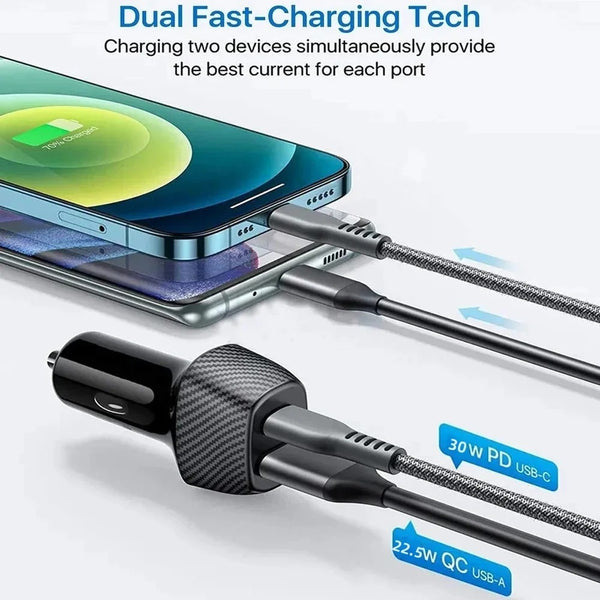 45W Dual USB-C Fast Car Charger