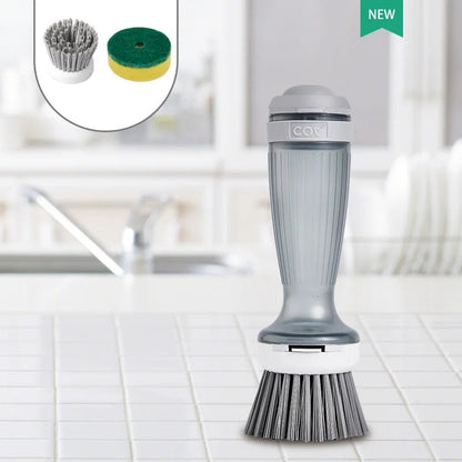 Soap Dispensing Dish Brush – Kitchen Cleaning Brush with Refillable Soap Reservoir | Pot, Pan & Sink Scrubber