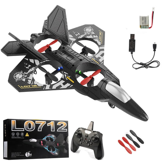 L0712 Remote Control Fighter Airplane | 2.4GHz RC Foam Jet with LED Lights & Rechargeable Battery