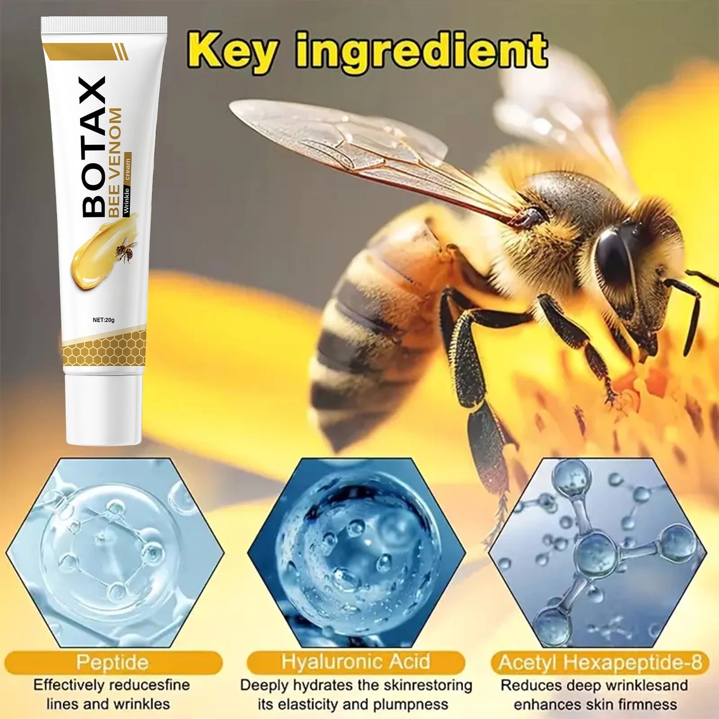Bee Venom Botox Face Cream 20g | Hydrating & Firming Moisturizer for Smooth, Youthful-Looking Skin