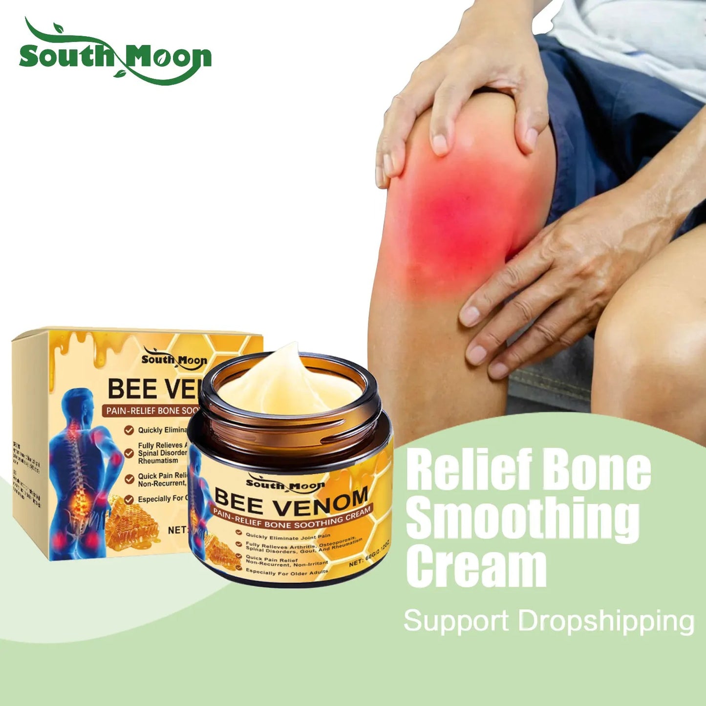 South Moon Bee Venom Pain Relief Cream 60g | Fast-Absorbing Soothing Cream for Muscles, Joints & Daily Comfort