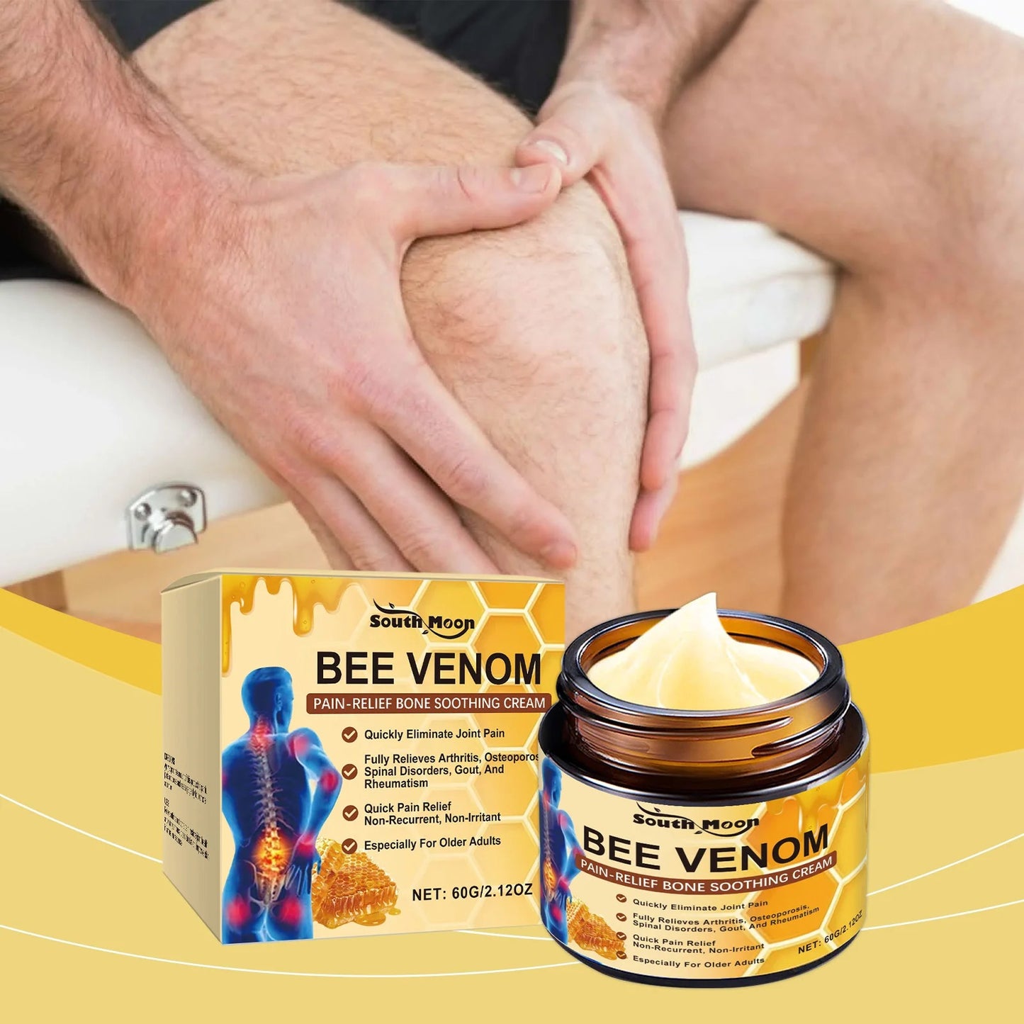 South Moon Bee Venom Pain Relief Cream 60g | Fast-Absorbing Soothing Cream for Muscles, Joints & Daily Comfort