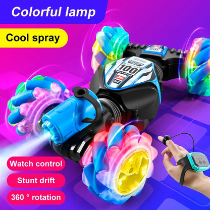 360° RC Spray Stunt Car – Gesture Sensor Remote Control Car with Lights, Music & Drift Action