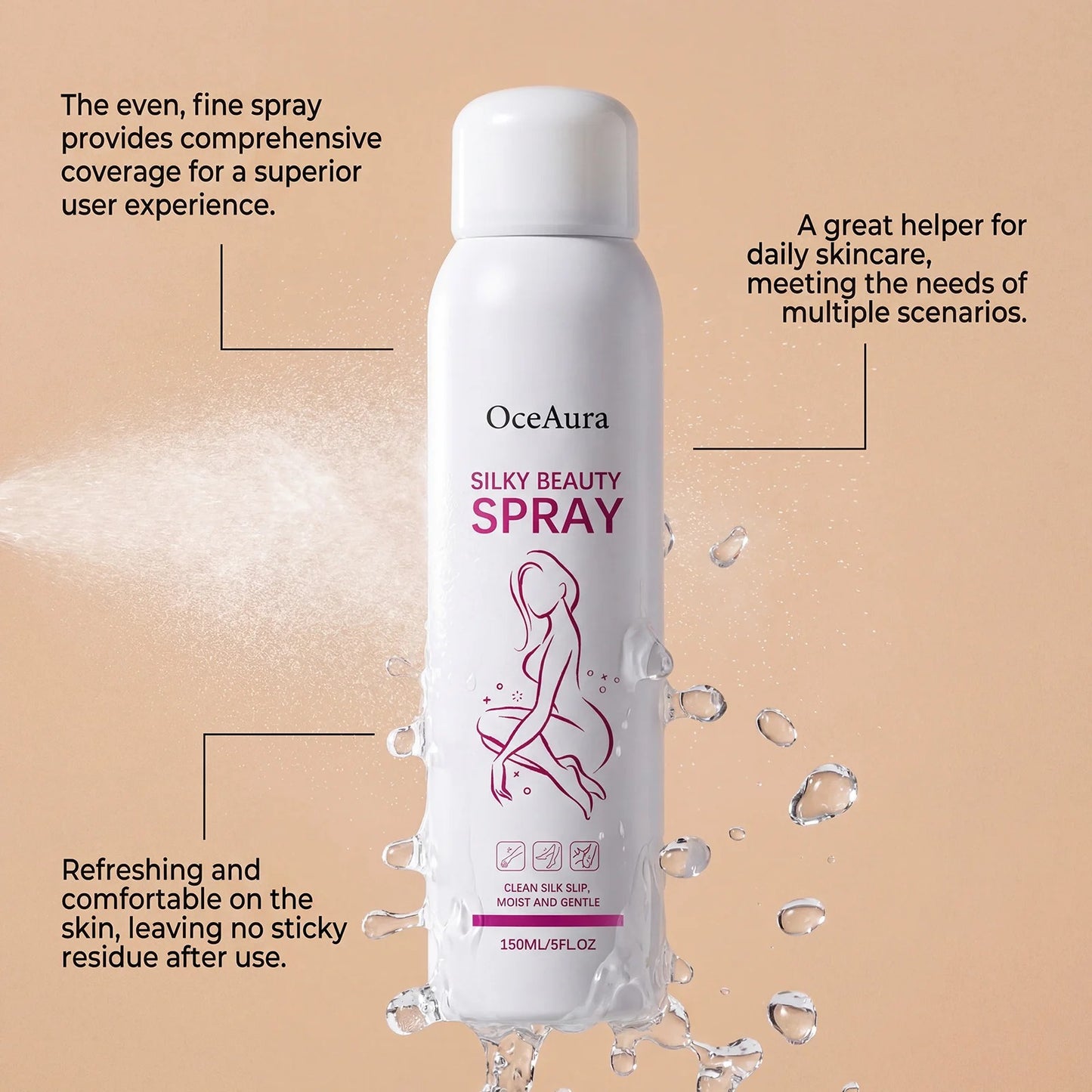 Silky Beauty Moisturizing Body Spray | Hydrating Skin Care Mist for Smooth & Soft Skin (150ml)