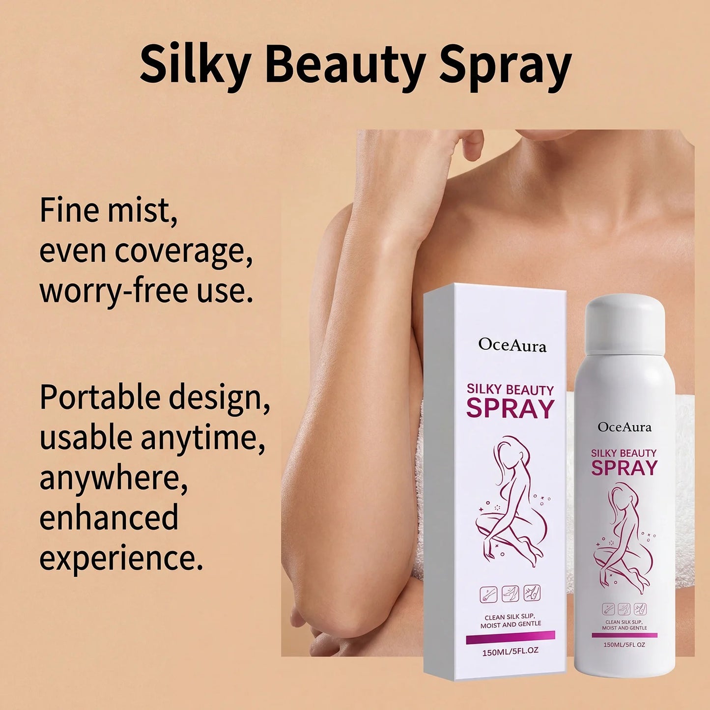 Silky Beauty Moisturizing Body Spray | Hydrating Skin Care Mist for Smooth & Soft Skin (150ml)