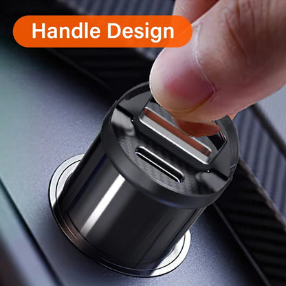 30W USB-C + USB-A Fast Car Charger | Compact Dual Port Car Adapter