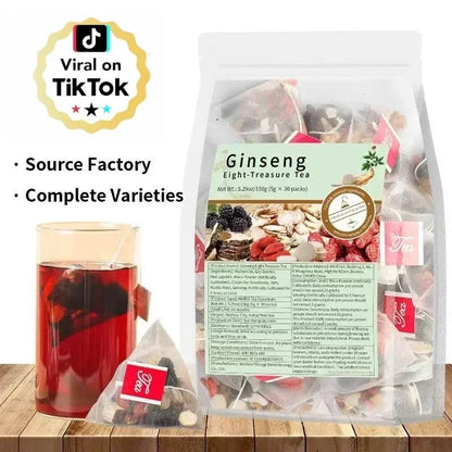 Ginseng Five Treasure Herbal Tea | Natural Wellness Tea Blend for Daily Refreshment & Vitality