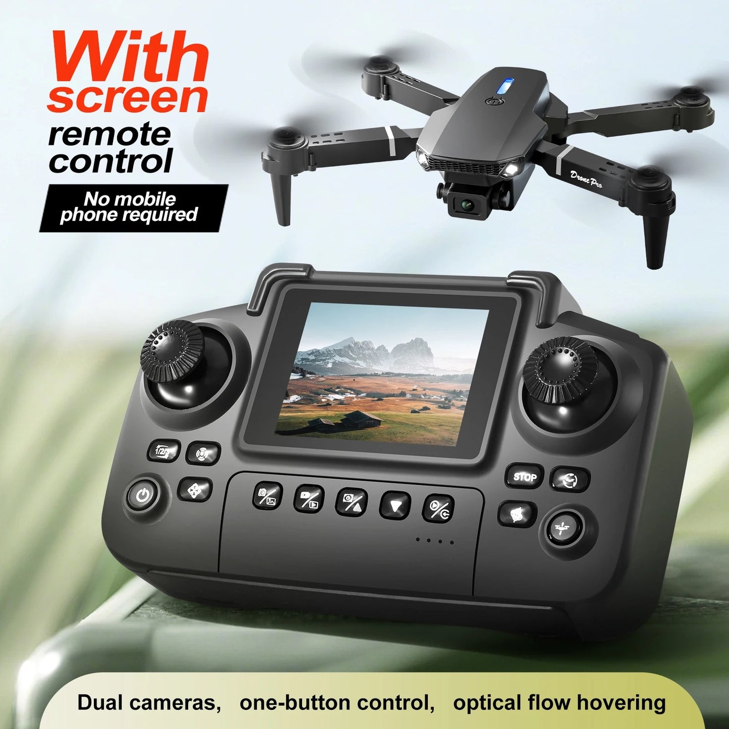 Foldable HD Camera Drone with Screen Remote Controller | Dual Camera Aerial Photography Quadcopter