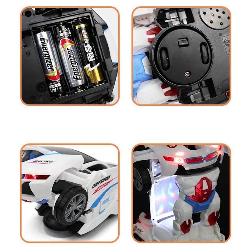 Electric Transforming Robot Car – Automatic 2-in-1 Deformation Toy with LED Lights & Music