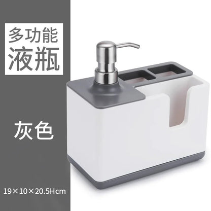 Kitchen Sink Soap Dispenser with Sponge Holder – Multi-Function Dishwashing Organizer | Brush & Scrubber Storage Caddy