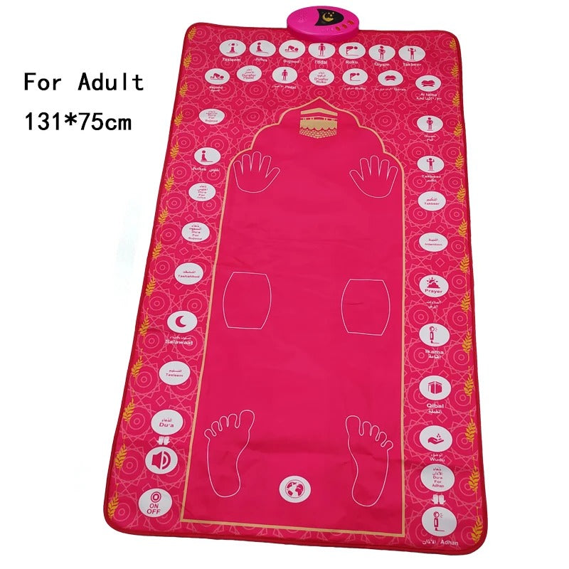 Interactive Islamic Prayer Mat for Kids | Educational Salah Learning Mat with 5 Daily Prayers & Audio Guidance