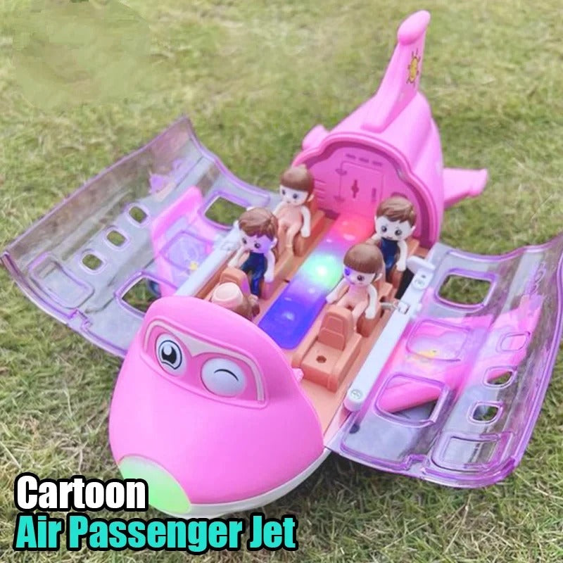 Rotating Electric Airplane - Transport Carrier Toy – Aircraft Vehicle Storage Playset with Mini Cars