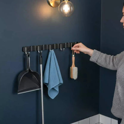 Wall-Mounted Mop & Broom Holder Organizer | Heavy-Duty Cleaning Tool Storage Rack