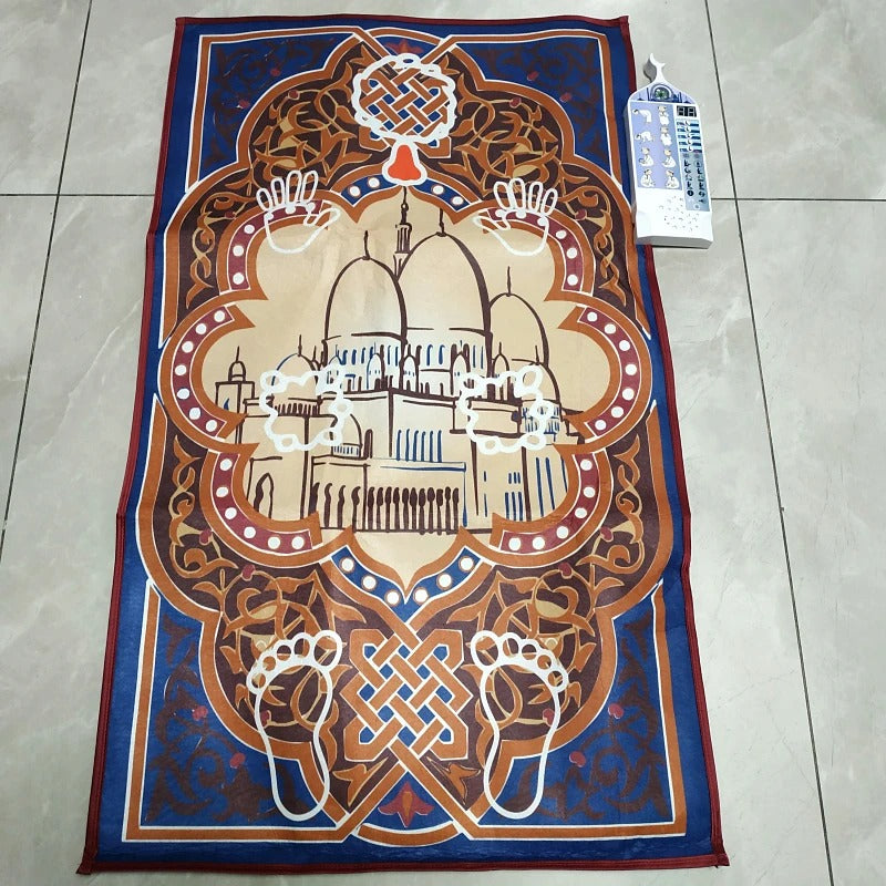 Interactive Islamic Prayer Mat for Kids | Educational Salah Learning Mat with 5 Daily Prayers & Audio Guidance