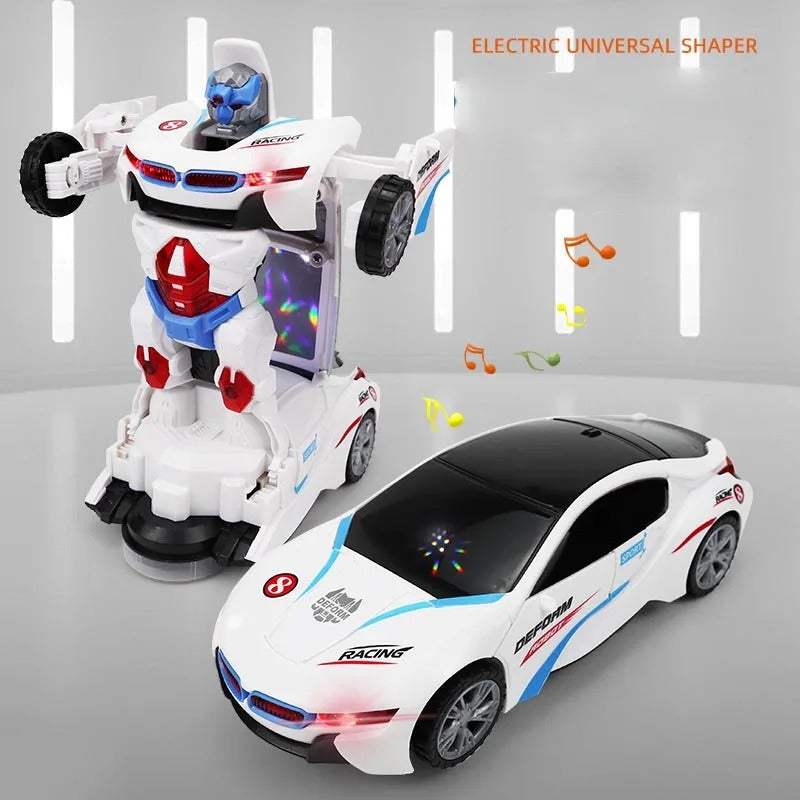 Electric Transforming Robot Car – Automatic 2-in-1 Deformation Toy with LED Lights & Music