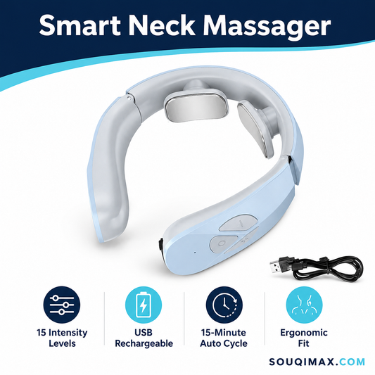 Portable Smart Neck & Shoulder Massager – USB Rechargeable, 15 Levels