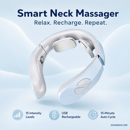 Portable Smart Neck & Shoulder Massager – USB Rechargeable, 15 Levels