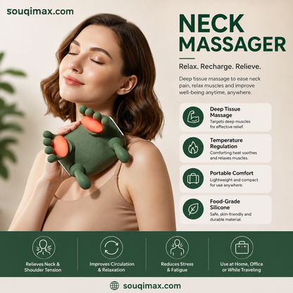 Souqimax™ 3D Deep-Tissue Dual-Palm Portable Neck & Shoulder Massager with Heat