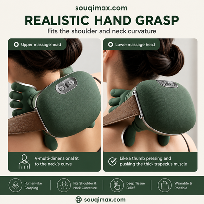 Souqimax™ 3D Deep-Tissue Dual-Palm Portable Neck & Shoulder Massager with Heat