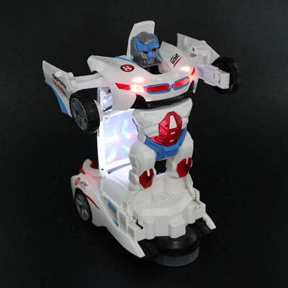 Electric Transforming Robot Car – Automatic 2-in-1 Deformation Toy with LED Lights & Music
