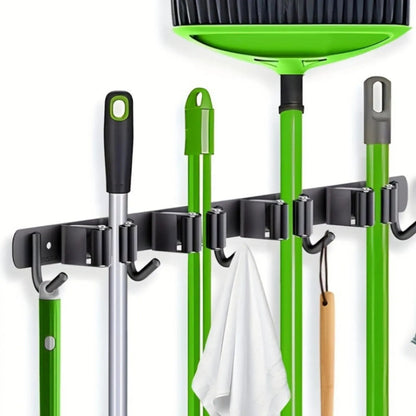 Wall-Mounted Mop & Broom Holder Organizer | Heavy-Duty Cleaning Tool Storage Rack