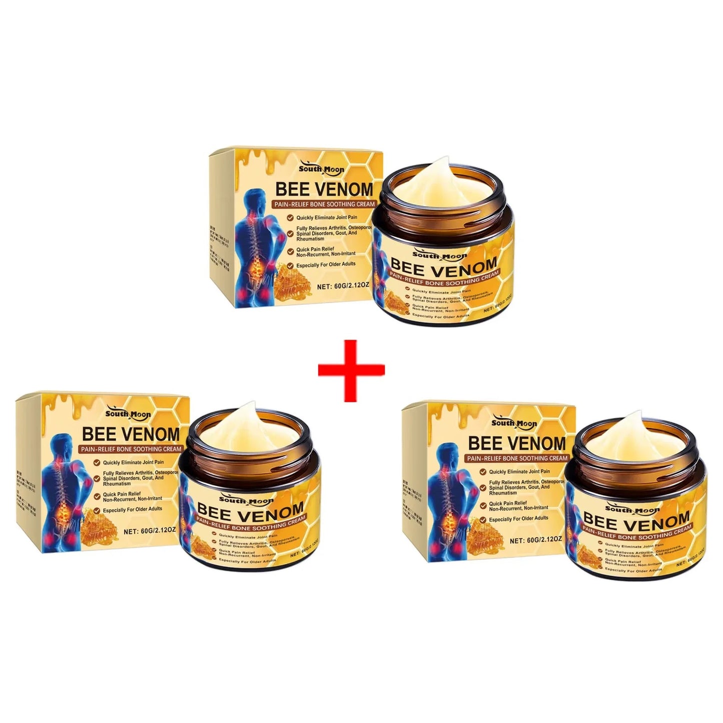 South Moon Bee Venom Pain Relief Cream 60g | Fast-Absorbing Soothing Cream for Muscles, Joints & Daily Comfort
