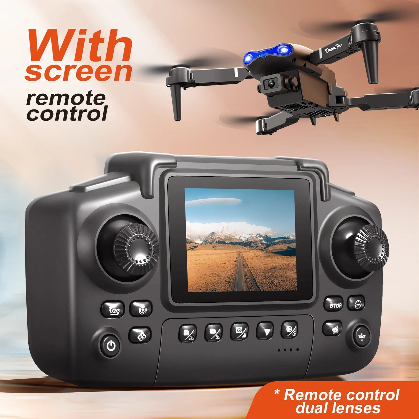 Foldable HD Camera Drone with Screen Remote Controller | Dual Camera Aerial Photography Quadcopter