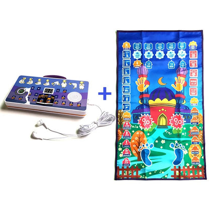 Interactive Islamic Prayer Mat for Kids | Educational Salah Learning Mat with 5 Daily Prayers & Audio Guidance