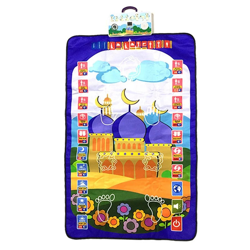 Interactive Islamic Prayer Mat for Kids | Educational Salah Learning Mat with 5 Daily Prayers & Audio Guidance