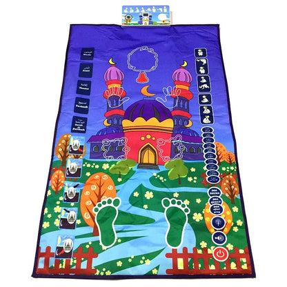 Interactive Islamic Prayer Mat for Kids | Educational Salah Learning Mat with 5 Daily Prayers & Audio Guidance