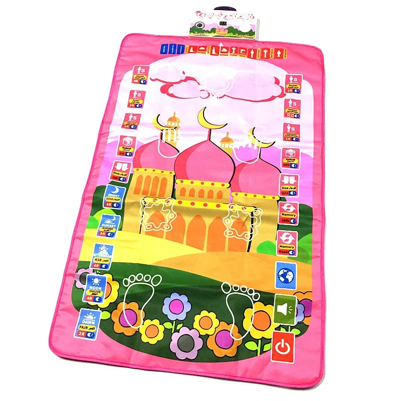 Interactive Islamic Prayer Mat for Kids | Educational Salah Learning Mat with 5 Daily Prayers & Audio Guidance