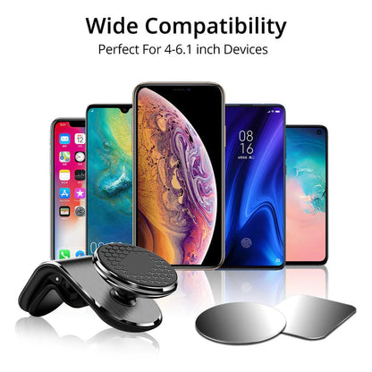360° Magnetic Car Phone Holder for Dashboard & Air Vent | Universal Smartphone Mount
