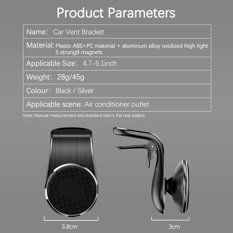360° Magnetic Car Phone Holder for Dashboard & Air Vent | Universal Smartphone Mount