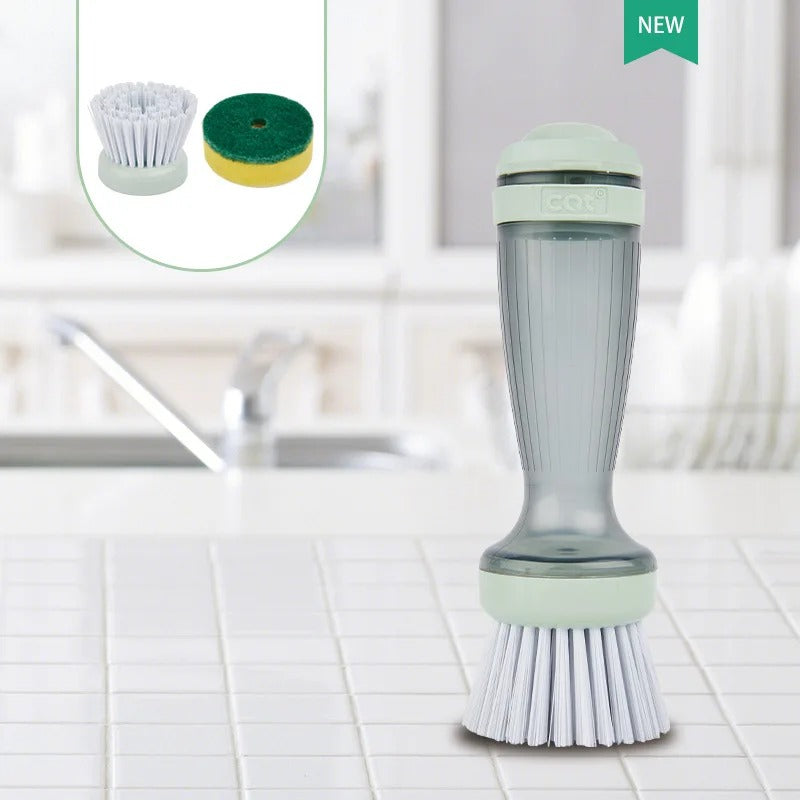 Soap Dispensing Dish Brush – Kitchen Cleaning Brush with Refillable Soap Reservoir | Pot, Pan & Sink Scrubber