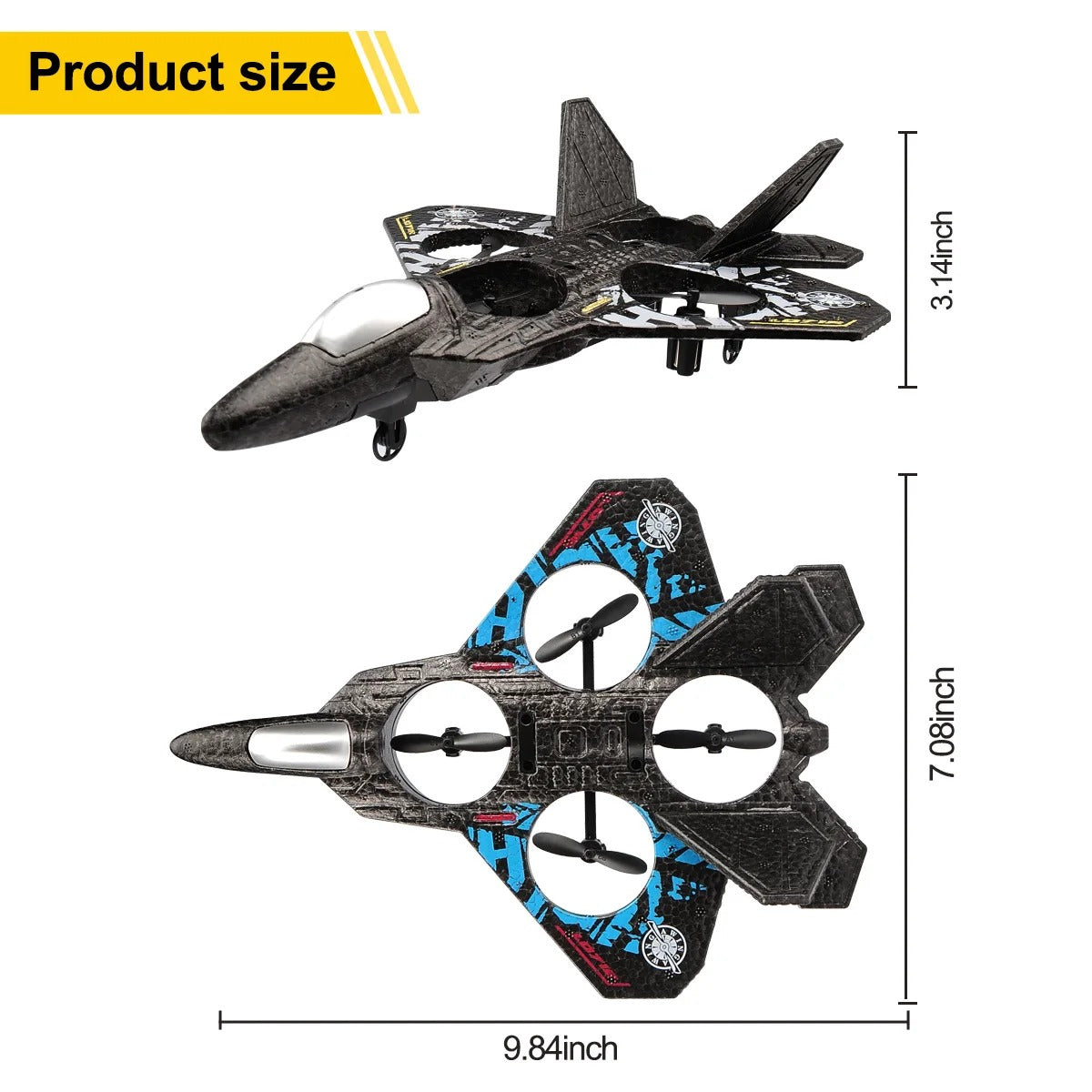 L0712 Remote Control Fighter Airplane | 2.4GHz RC Foam Jet with LED Lights & Rechargeable Battery