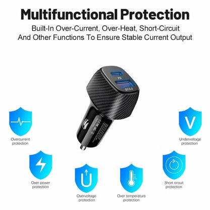 45W Dual USB-C Fast Car Charger – PD Quick Charge Adapter for iPhone, Samsung & USB-C Devices