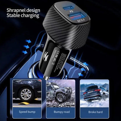 45W Dual USB-C Fast Car Charger – PD Quick Charge Adapter for iPhone, Samsung & USB-C Devices