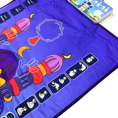 Interactive Islamic Prayer Mat for Kids | Educational Salah Learning Mat with 5 Daily Prayers & Audio Guidance