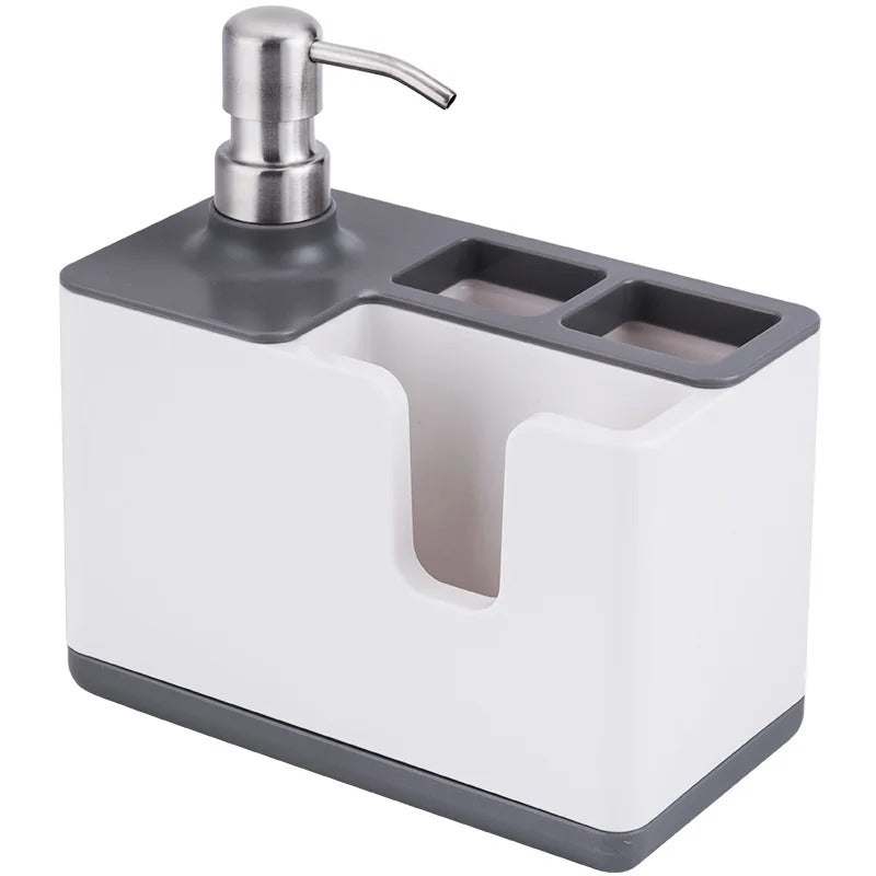 Kitchen Sink Soap Dispenser with Sponge Holder – Multi-Function Dishwashing Organizer | Brush & Scrubber Storage Caddy