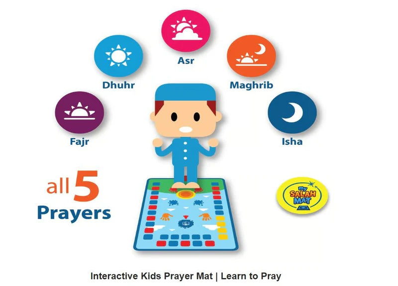 Interactive Islamic Prayer Mat for Kids | Educational Salah Learning Mat with 5 Daily Prayers & Audio Guidance