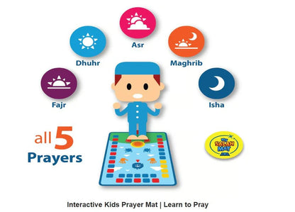 Interactive Islamic Prayer Mat for Kids | Educational Salah Learning Mat with 5 Daily Prayers & Audio Guidance